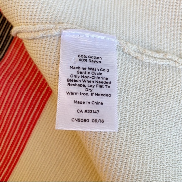 Talbots Stripe V Neck Ivory Pink and Black Jacket Cardigan - Large Petite - Picture 5 of 11